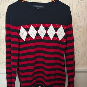 Tommy Hilfiger red and blue lightweight sweater.
